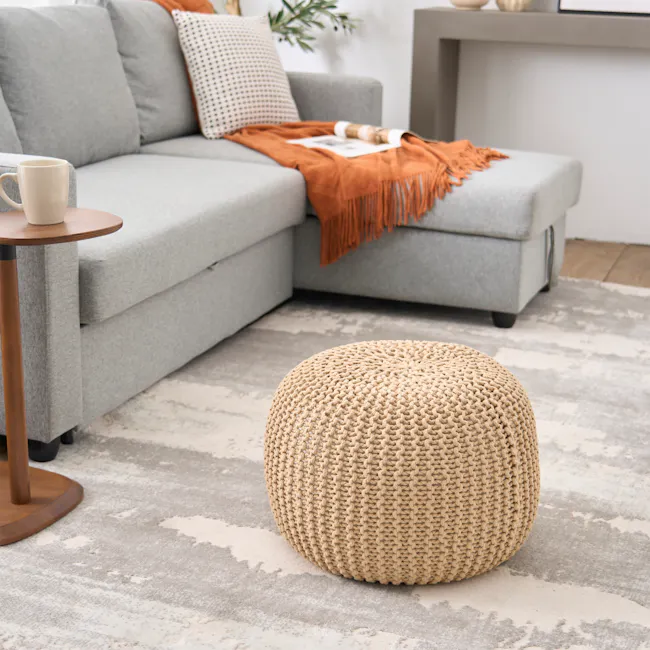 Moana Knitted Pouf - Khaki - 2