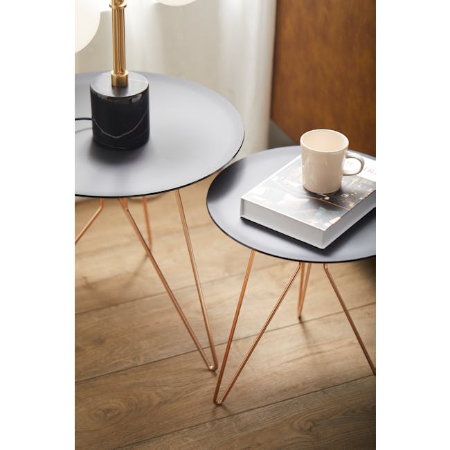 Oba Coffee Table (Set of 2) - Black Acrylic, Copper - 5