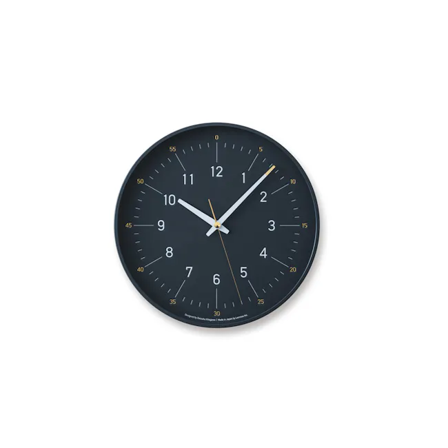 Essent Wall Clock - Navy - 1 - Elegant black wall clock with gold accents, Minimalist wall clock design with modern style