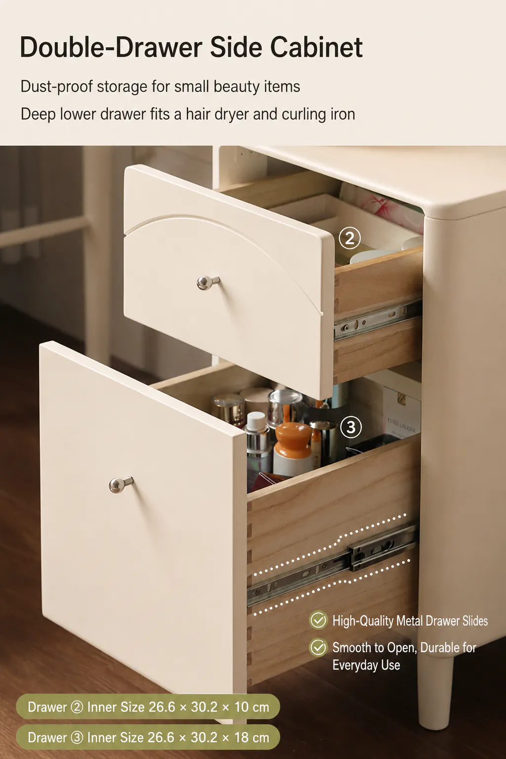 Alicia Dressing Table 0.85m - White - 11