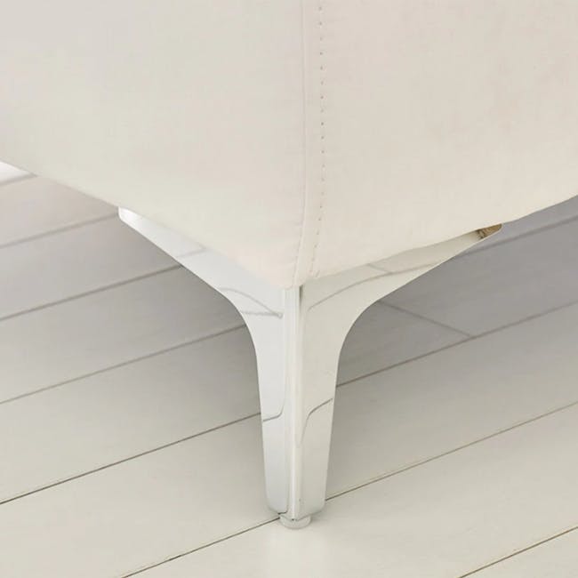 Macaron 3 Seater Left Arm Chaise Sofa - Light Grey (Pet Friendly) - 7 - White upholstered furniture, curved legs, minimalist