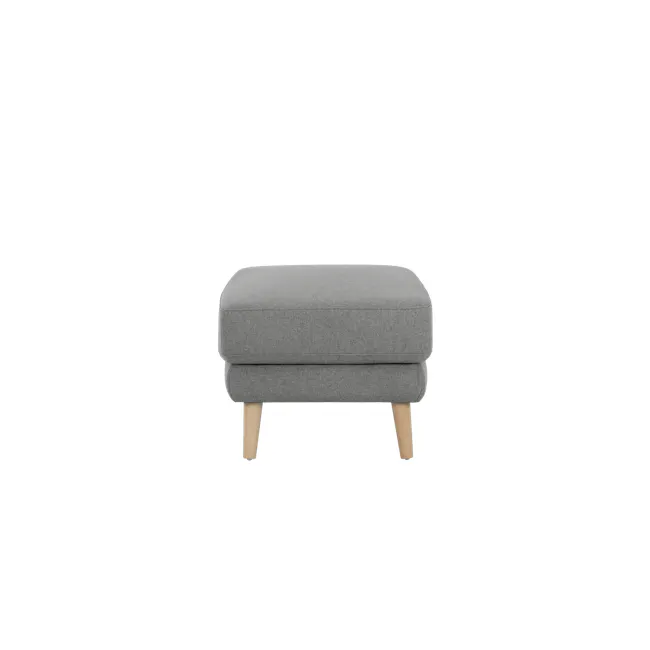 Jacob Ottoman - Slate - 1 - Grey upholstered ottoman, minimalist design, wooden legs, modern style, comfortable seating