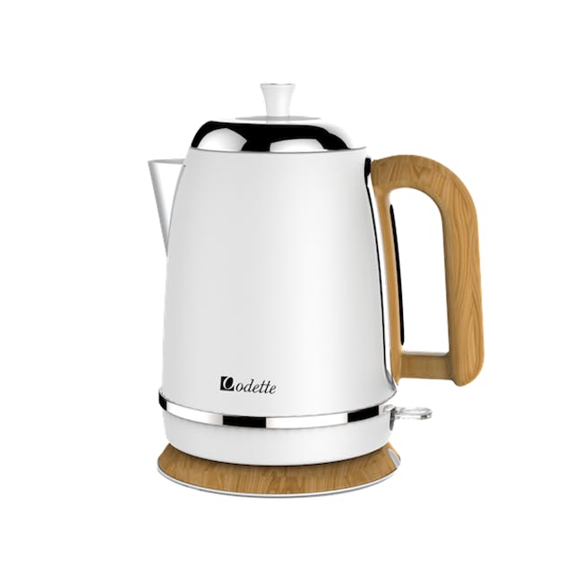 Odette Streamline 1.7L Stainless Steel Electric Kettle - White - 4 - White kitchen electric kettle, modern design, stainless