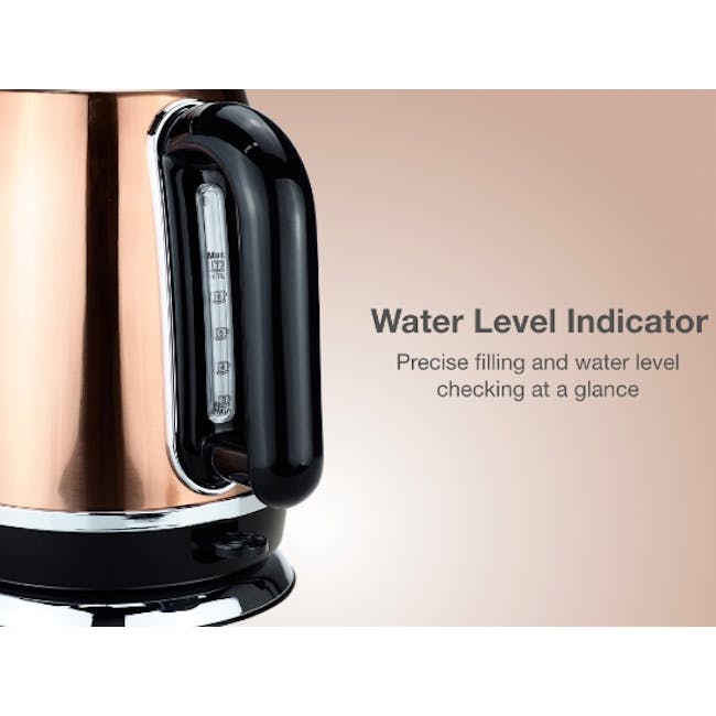 Odette Streamline 1.7L Stainless Steel Electric Kettle - White - 8 - Copper kettle, water level indicator, precise filling
