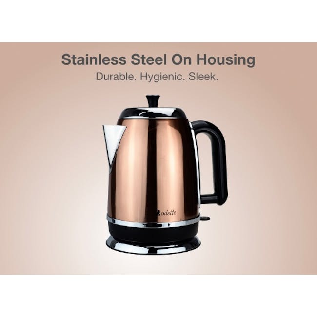 Odette Streamline 1.7L Stainless Steel Electric Kettle - White - 5 - Stainless steel on housing, durable, hygienic, sleek