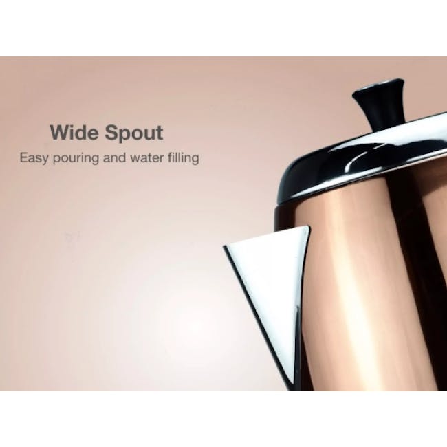 Odette Streamline 1.7L Stainless Steel Electric Kettle - White - 6 - Wide Spout, Easy Pouring, Water Filling, Stainless