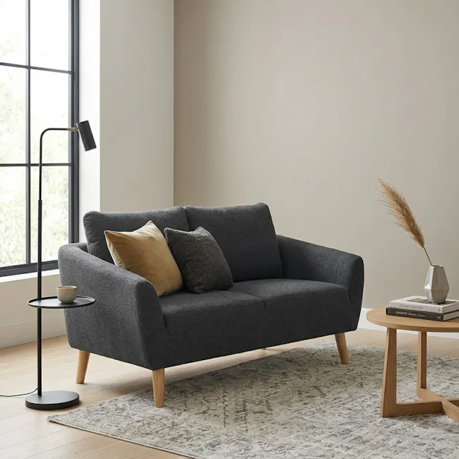 Hana 2 Seater Sofa with Hana Armchair - Charcoal - 15