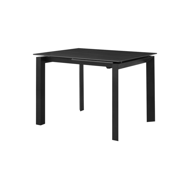 Agnes Extendable Dining Table 1.1-1.6m in Meteor Black (Sintered Stone) with 4 Ormer Dining Chairs in Titanium - 5