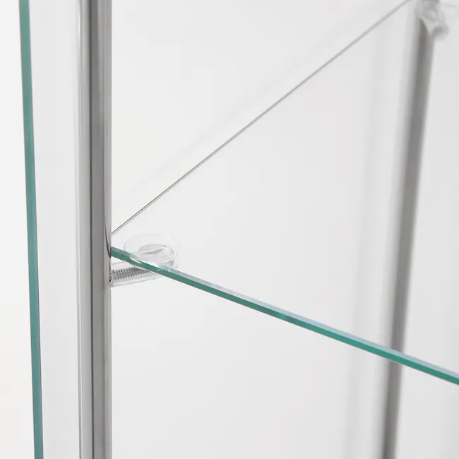 Haider Glass Cabinet 0.4m - Oak - 7 - Clear glass panel, vertical orientation, sleek design, minimalist style, transparent