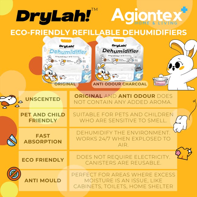 DryLah! Agiontex Dehumidifier Pro Kit (2 x 5kg Refills + 12 Refillable Containers) - 4
