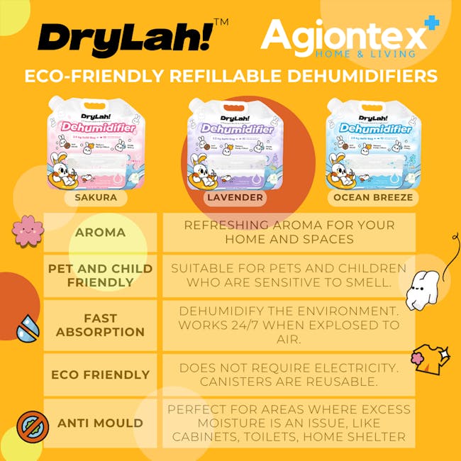 DryLah! Agiontex Dehumidifier Pro Kit (2 x 5kg Refills + 12 Refillable Containers) - 3