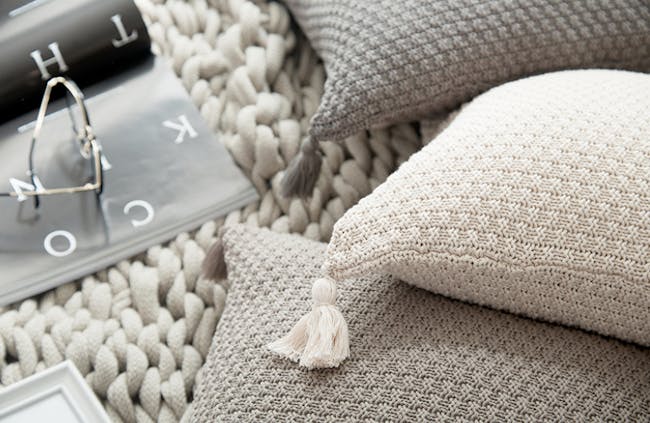 Laura Knitted Cushion Cover - Taupe - 3