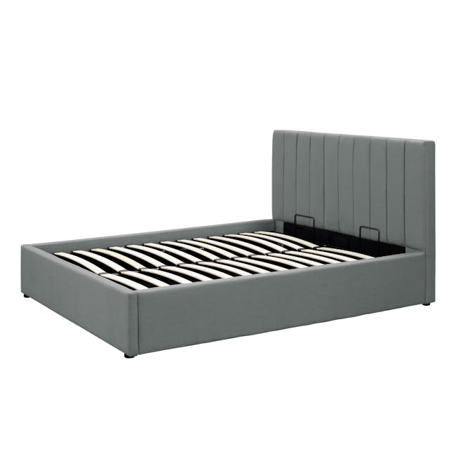 Audrey Queen Storage Bed in Seal Grey (Velvet) with 2 Leland Single Drawer Bedside Tables - 3