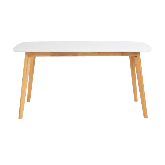 Harold Dining Table 1.5m in Natural, White with Harold Bench 1m and 2 Harold Dining Chairs in Dolphin Grey - 4 - Modern