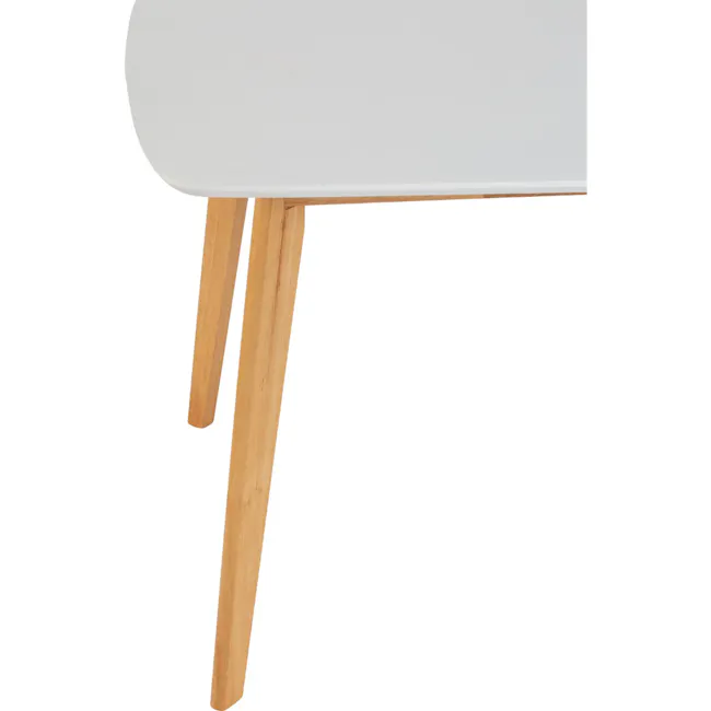 Harold Dining Table 1.5m in Natural, White with Harold Bench 1m and 2 Harold Dining Chairs in Dolphin Grey - 6 - White table
