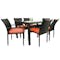 Boulevard Outdoor Dining Set with 6 Chair - Orange Cushion - 1