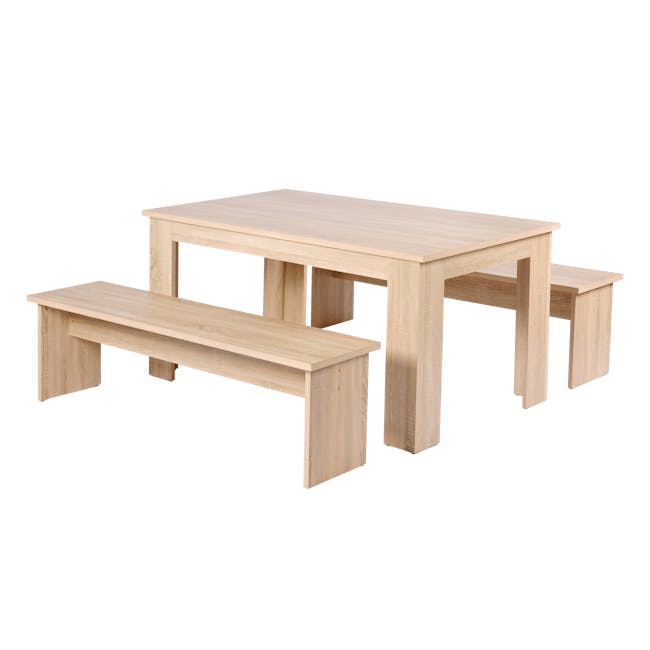 Mila Dining Set - 1.4m Table and 2 Benches - 0