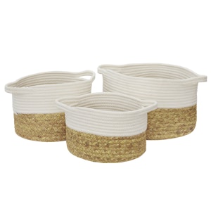 Nelly Cotton Jute Basket - White (Set of 3)