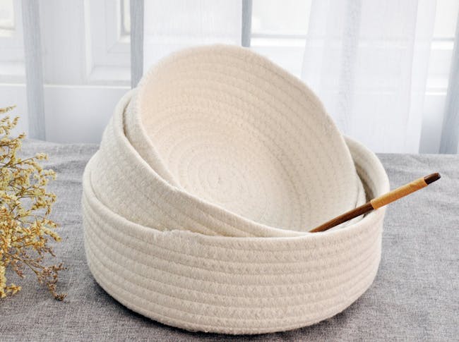 Celine Cotton Rope Basket - White (Set of 3) - 2