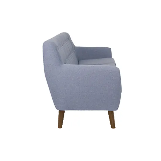 Emma 3 Seater Sofa - Dusk Blue - 10 - Modern upholstered armchair, light blue fabric, cushioned seat, wooden legs