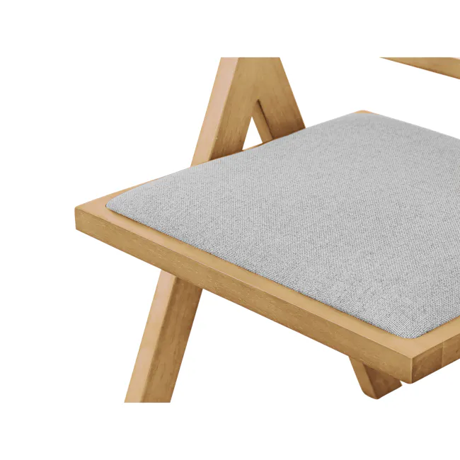 Dean Rattan Armchair - Oak, Light Grey (Fabric) - 6 - Wooden chair, light gray cushion, natural wood finish, minimalist