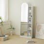Chelsea Arched Mirror Cabinet with Side Shelf - White - 1