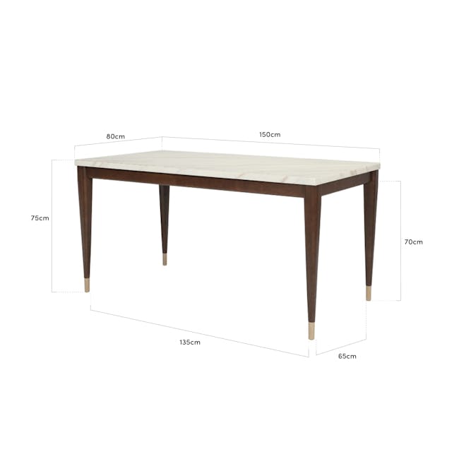 Persis Marble Dining Table 1.5m - Black, Walnut - 6