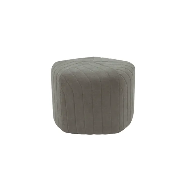 Caceda Ottoman - Dark Grey (2 Sizes) - 1 - Grey upholstered ottoman, modern design, textured fabric, cylindrical shape