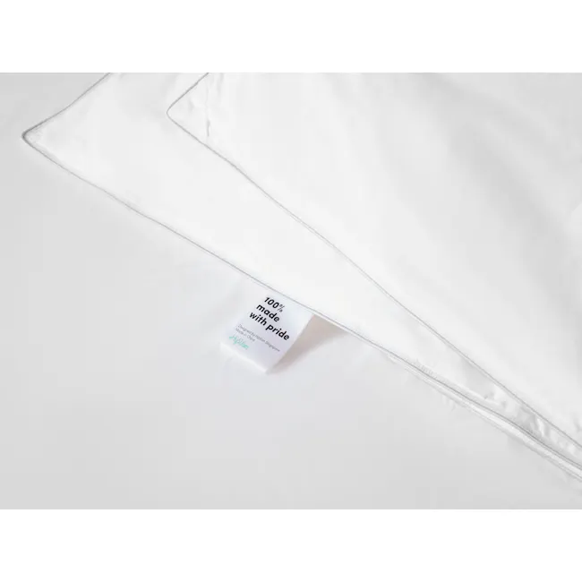 (Super Single) PRESTIGE Down Feather Duvet - 5 - White fabric neatly folded, Minimalist design on fabric, White bedding set