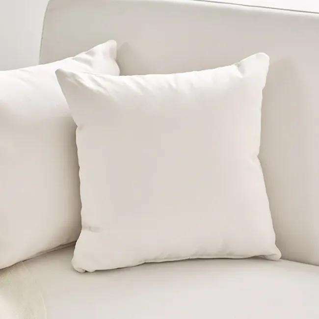 Macaron 2 Seater Left Chaise Sofa with Ottoman - Ivory (Pet Friendly) - 15 - White pillow, minimalist design, soft texture