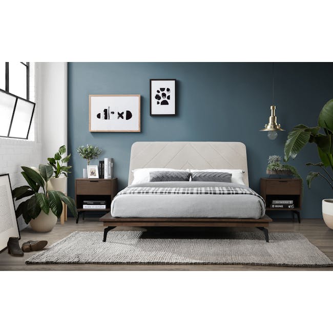 Addison Queen Platform Bed - Walnut, Beige, HV Modern Beds & Bedroom ...