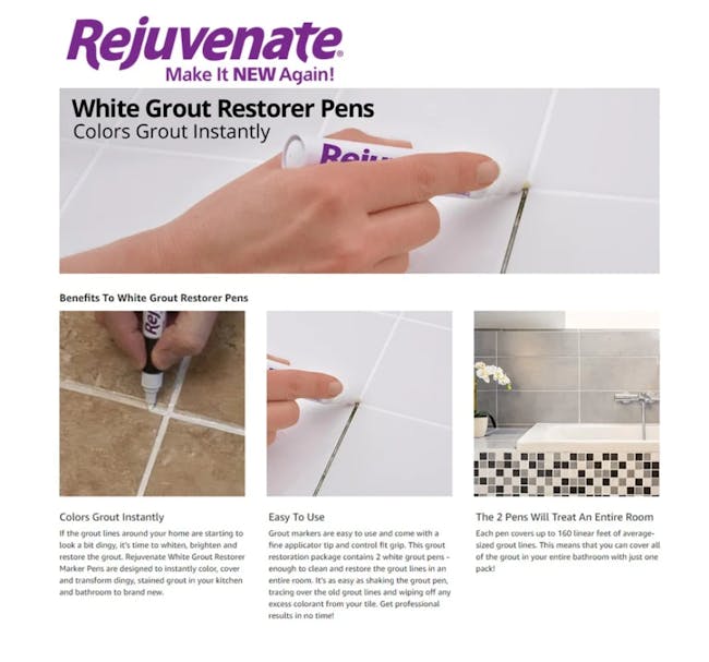 Rejuvenate Grout Renewer Pen - White - 4