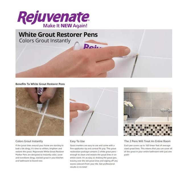 Rejuvenate Grout Renewer Pen - White - 4