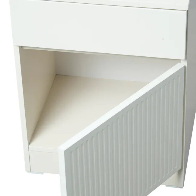 Wynn Bedside Table - Cream White - 10 - White radiator, beige drawer, clean lines, minimalist design, modern aesthetic