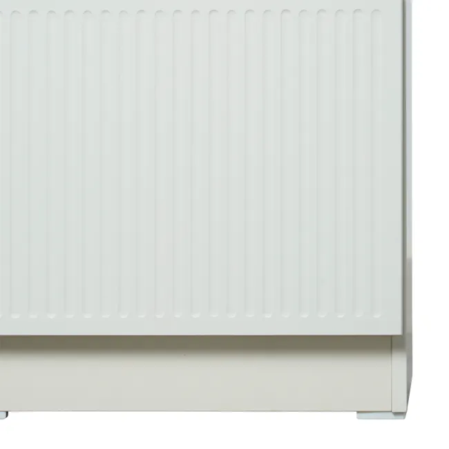 Wynn Bedside Table - Cream White - 11 - White radiator, vertical ridges, minimalist design, clean lines, modern aesthetic