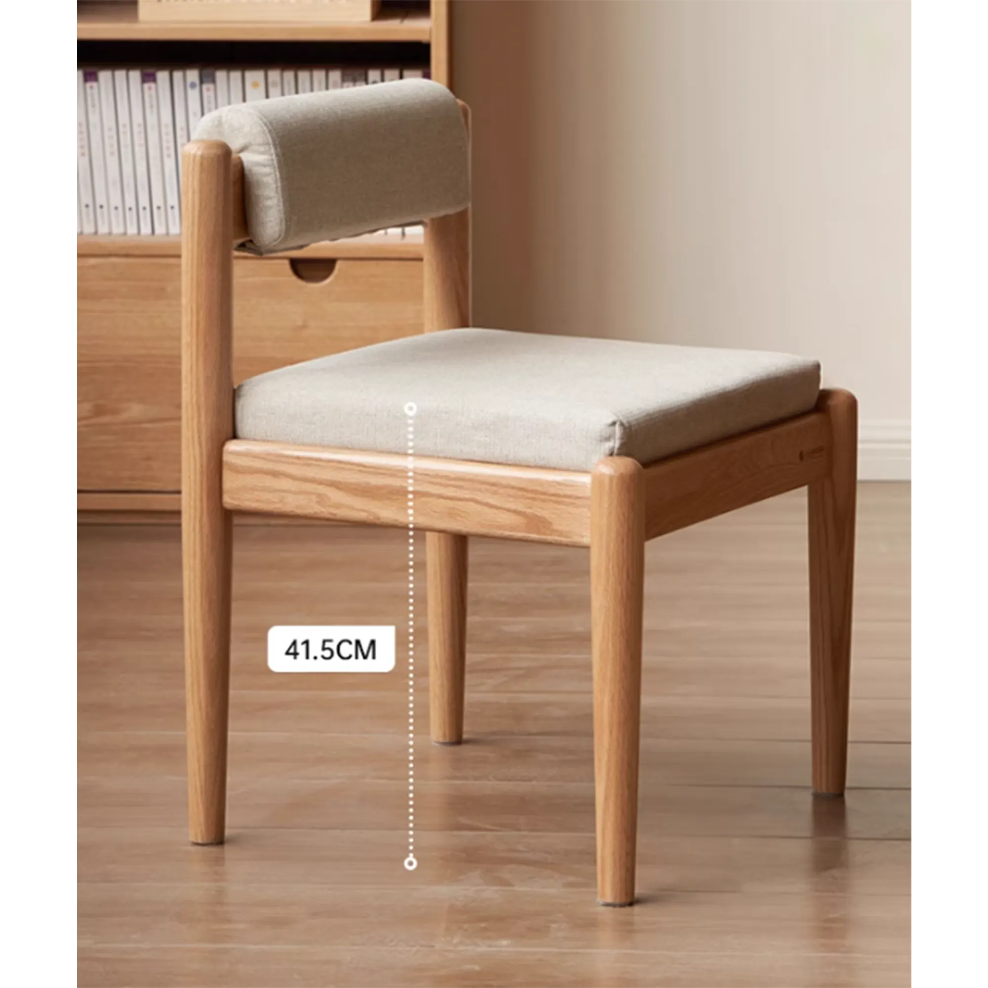 Adelyn Dining Table 1.4m (Sintered Stone) with 2 Niel Chairs and Niel Bench 1.25m in Oak - 80 - Wooden chair with beige