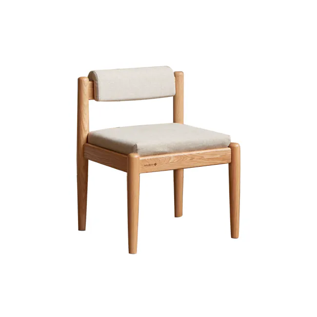 Adelyn Dining Table 1.4m (Sintered Stone) with 2 Niel Chairs and Niel Bench 1.25m in Oak - 124 - Wooden chair with beige