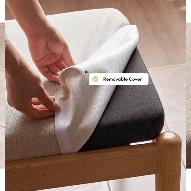 Niel Chair - Oak, Gravel White - 10 - Removable Cover, Hand-finishing, Fabric, Upholstery, Upholstery Fabric, Upholstery