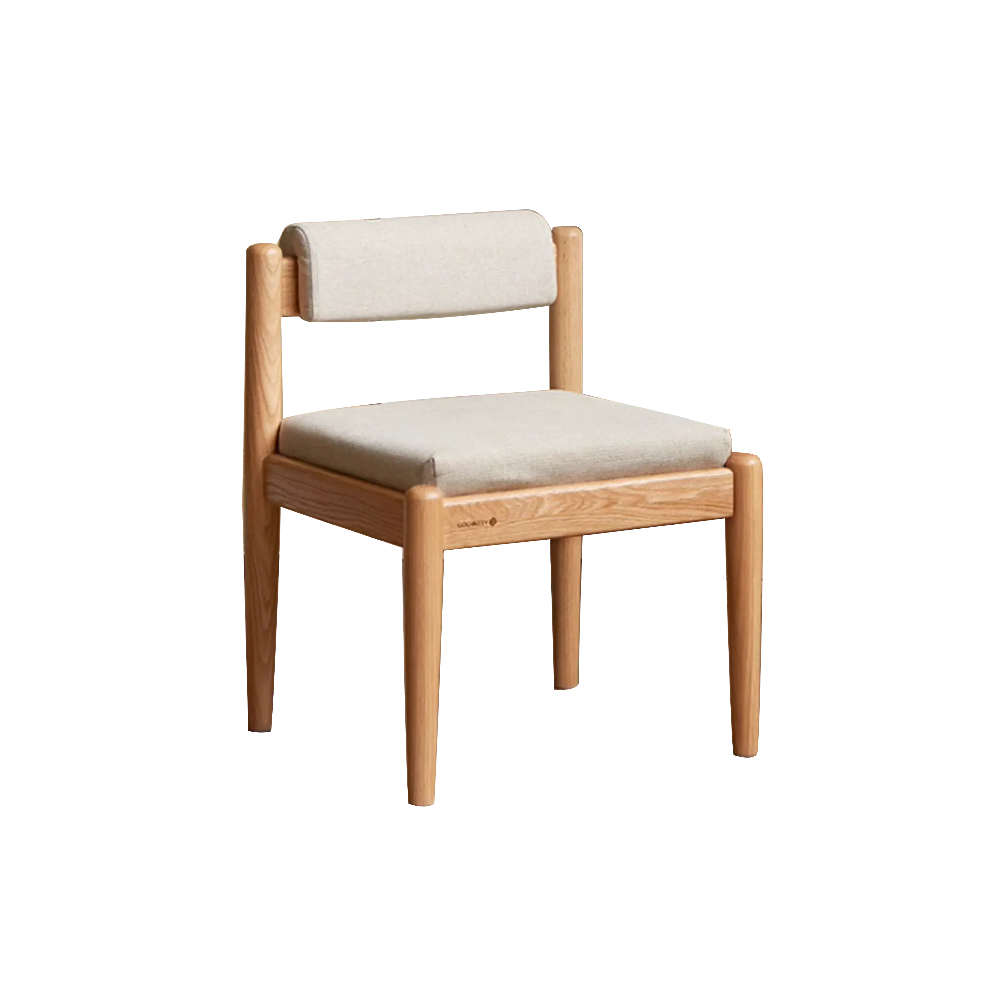 Adelyn Dining Table 1.4m (Sintered Stone) with 4 Niel Chairs in Oak - 63 - Wooden chair with beige cushion, minimalist