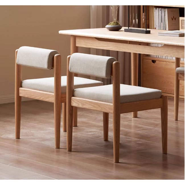 Adelyn Dining Table 1.6m (Sintered Stone) with 4 Niel Chairs in Oak - 51 - Wooden dining chairs, minimalist design, light