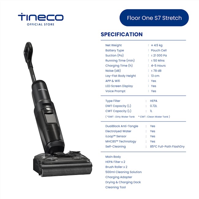 Tineco Floor One S7 Stretch Smart Floor Washer Vacuum Cleaner *Free 3 x Cleaning Solution* - 10