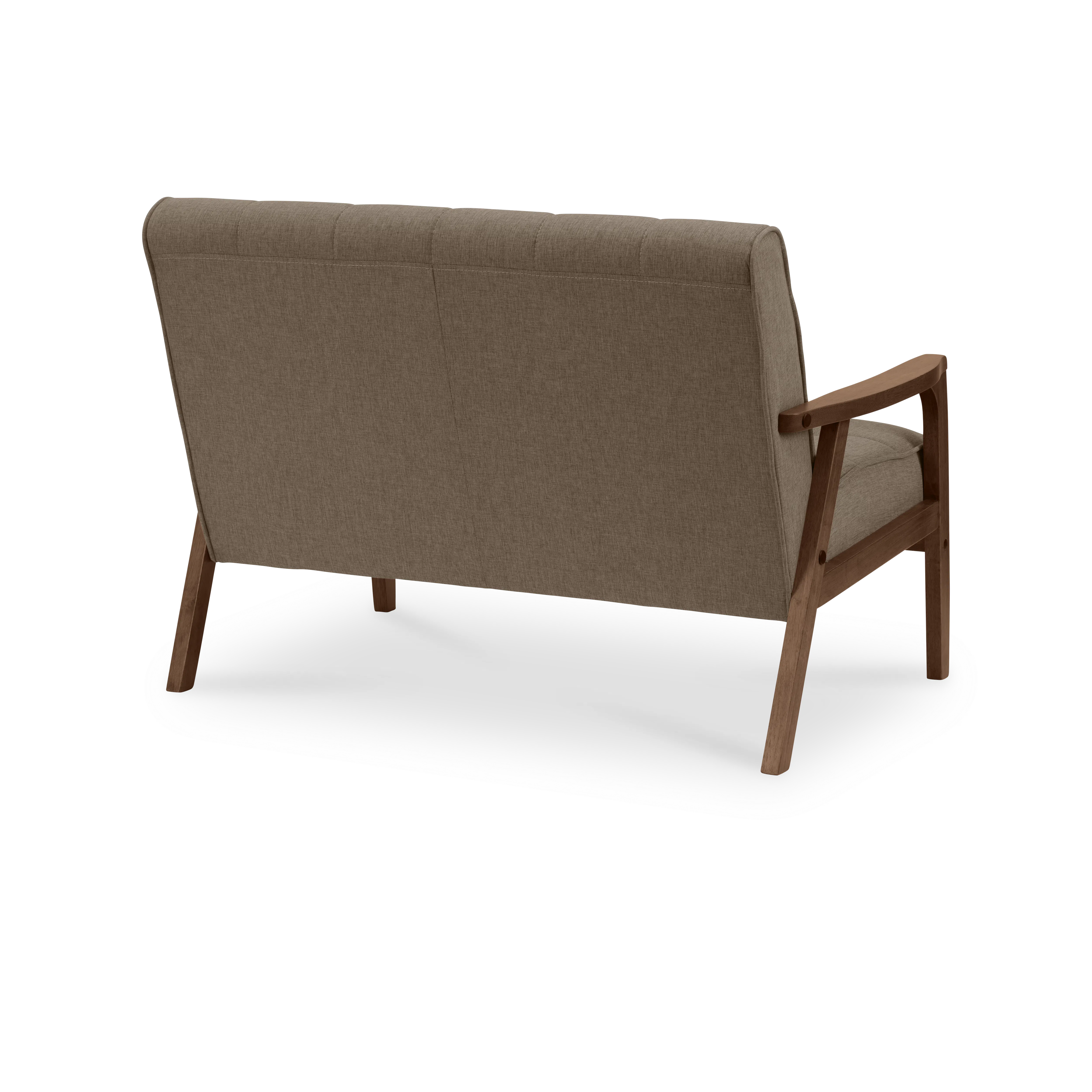 Tucson 2 Seater Sofa - Cocoa, Chestnut (Fabric) - 11 - Modern sofa with brown fabric, minimalist design, wooden armrests