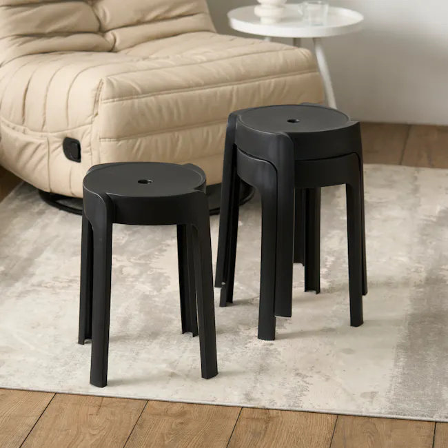 Xenia Stackable Stool - Black - 2