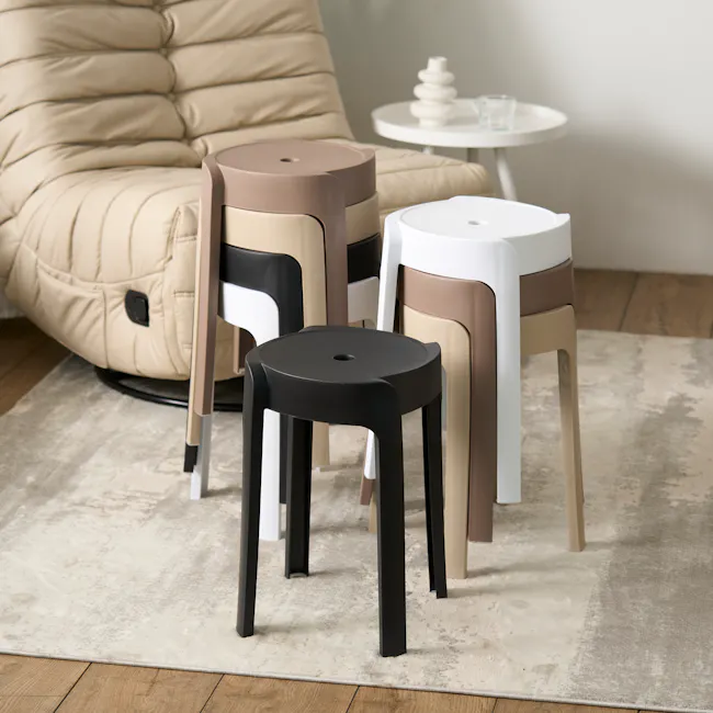Xenia Stackable Stool - Black - 3