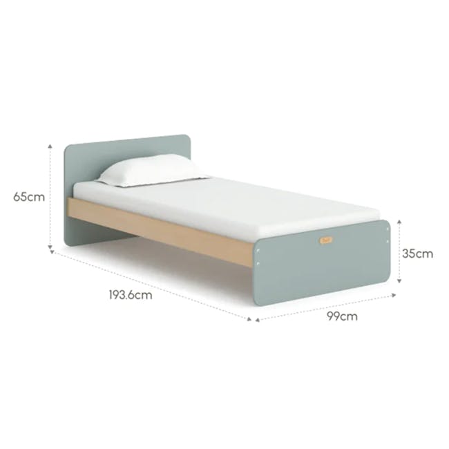 Boori Neat Single Bed with 2 Drawers - Blueberry, Almond - 9