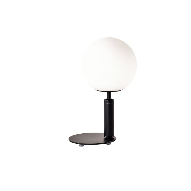 Hilda Table Lamp - Black - 1 - Modern pendant lamp with spherical white shade, sleek black stand, minimalist design