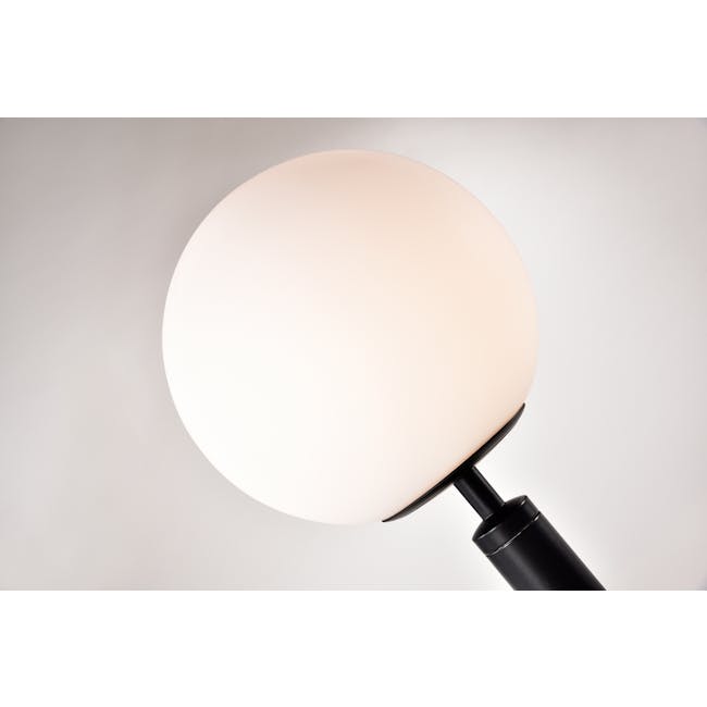 Hilda Table Lamp - Black - 8 - Modern lamp with matte black finish, minimalist design, spherical shape, soft beige interior