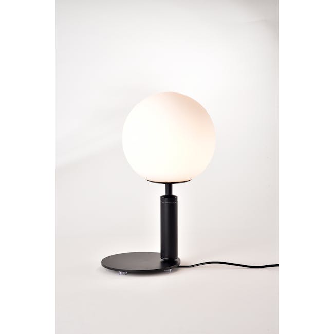Hilda Table Lamp - Black - 7 - Modern spherical desk lamp, minimalist design, black and white color scheme, sleek base, soft
