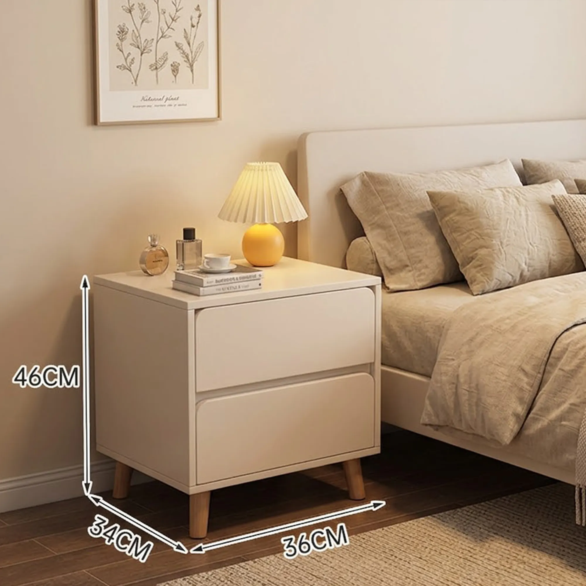 (As-is) Ted Twin Drawer Bedside Table - White - 12