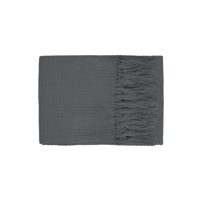 Aubrey Waffle Throw - Dark Grey
